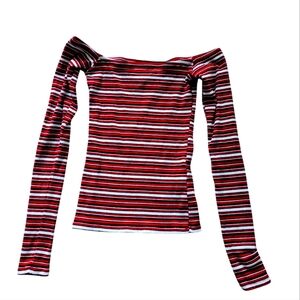 Hollister Co. Off The Shoulder Cold Shoulder Long Sleeves Stripes Top Size XS
